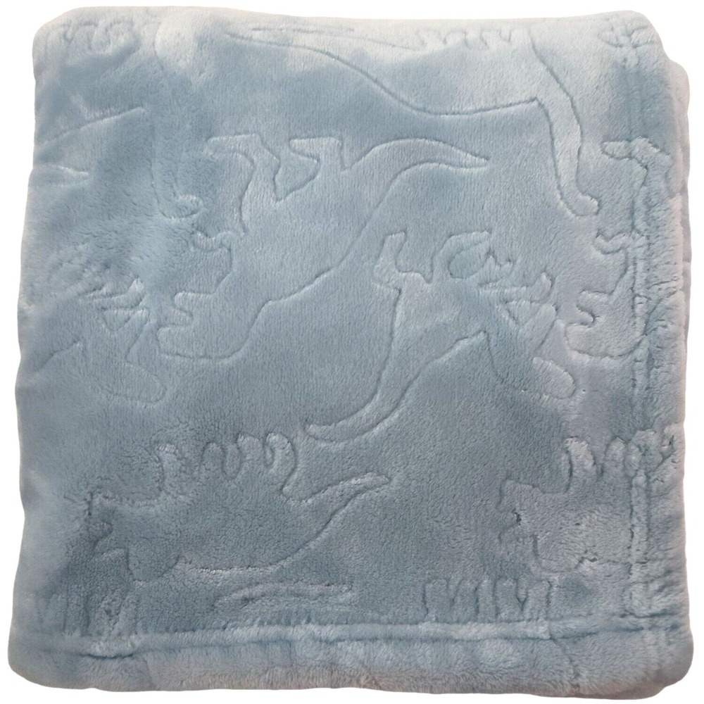 SL Home Fashions Blue Embossed Dinosaur Baby Blanket Soft Plush Lovey RN: 119741